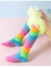 Picture of Kids Rainbow-Striped Knee-High Socks with Ruffled Cuffs