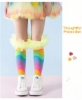 Picture of Kids Rainbow-Striped Knee-High Socks with Ruffled Cuffs