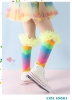 Picture of Kids Rainbow-Striped Knee-High Socks with Ruffled Cuffs