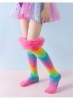 Picture of Kids Rainbow-Striped Knee-High Socks with Ruffled Cuffs