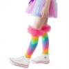 Picture of Kids Rainbow-Striped Knee-High Socks with Ruffled Cuffs