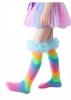Picture of Kids Rainbow-Striped Knee-High Socks with Ruffled Cuffs