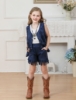 Picture of Girls Cowgirl Fringe Vest & Shorts Costume Set Halloween Book Week