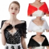 Picture of Elegant Women's Sheer Lace Shawl Cape with Bow Clasp