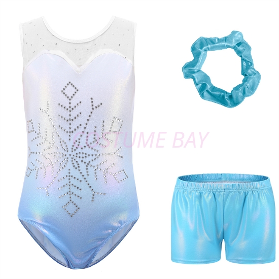 Picture of Girls Leotard Bodysuit Set Snowflake Blue