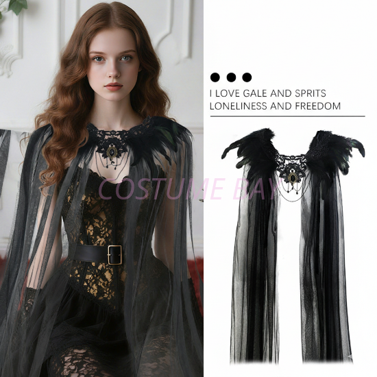 Picture of Gothic Halloween Cape Feather Lace