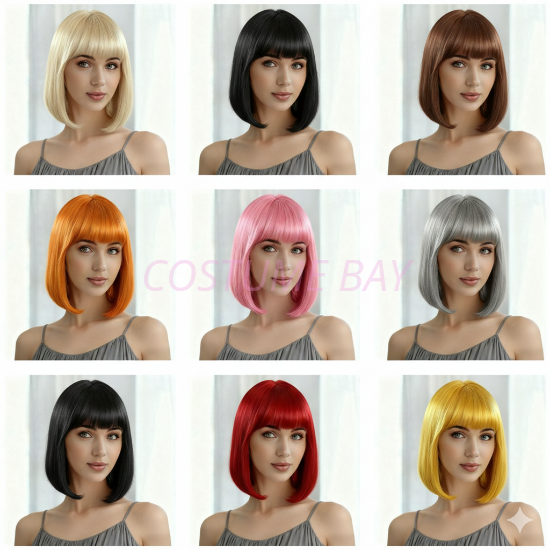 Picture of Synthetic Bob Wig With Bangs Multiple Colors