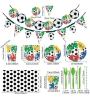 Picture of Multi Colour Soccer Football Party Tableware Decorations Set