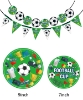 Picture of Green Soccer Football Party Tableware Decorations Set