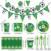 Picture of Green Soccer Football Party Tableware Decorations Set