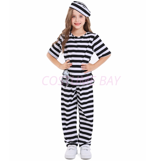 Picture of Kids Prisoner Costume Striped Uniform Set