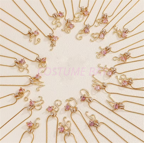 Picture of Gold Love Heart Initial Letter Necklace
