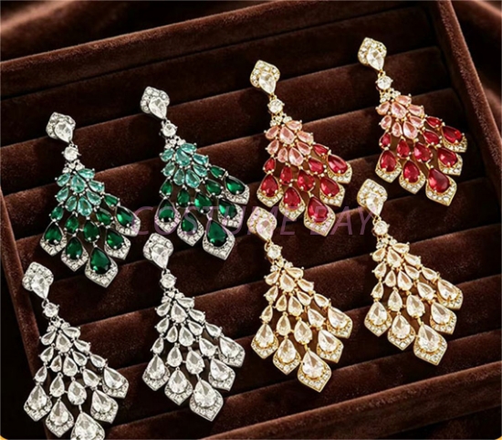 Picture of Women's Sparkling Crystal Cascade Drop Earrings
