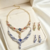 Picture of Women's Sapphire Garden Necklace Earrings Jewelry Set