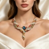 Picture of Women's Sapphire Garden Necklace Earrings Jewelry Set