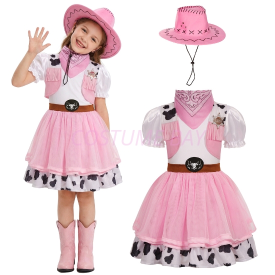 Picture of Kids Pink Cowgirl Costume Set