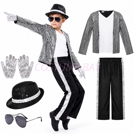 Picture of Kids Silver 90s Pop Star Costume Set